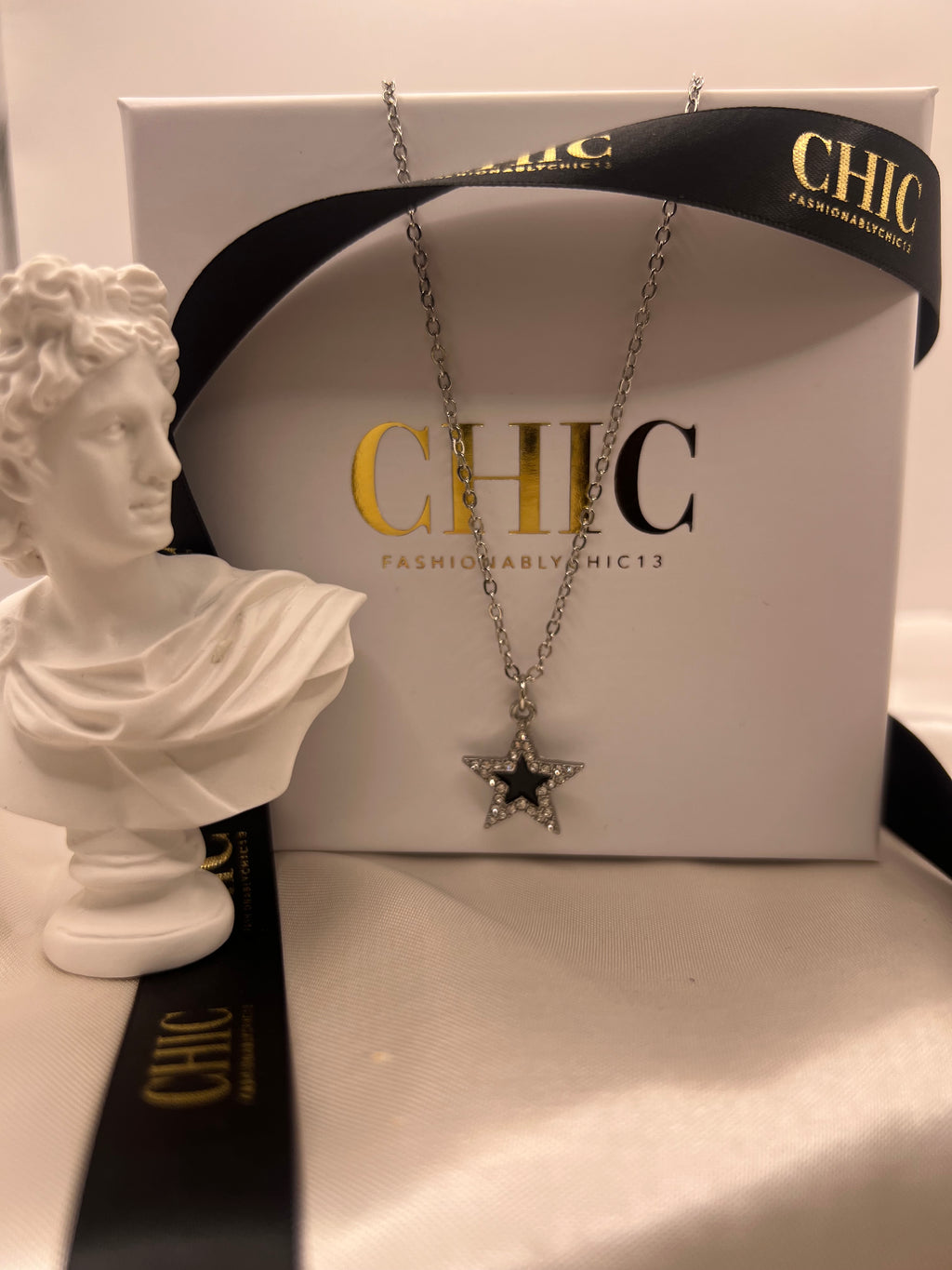 Sliver Black Star Necklace