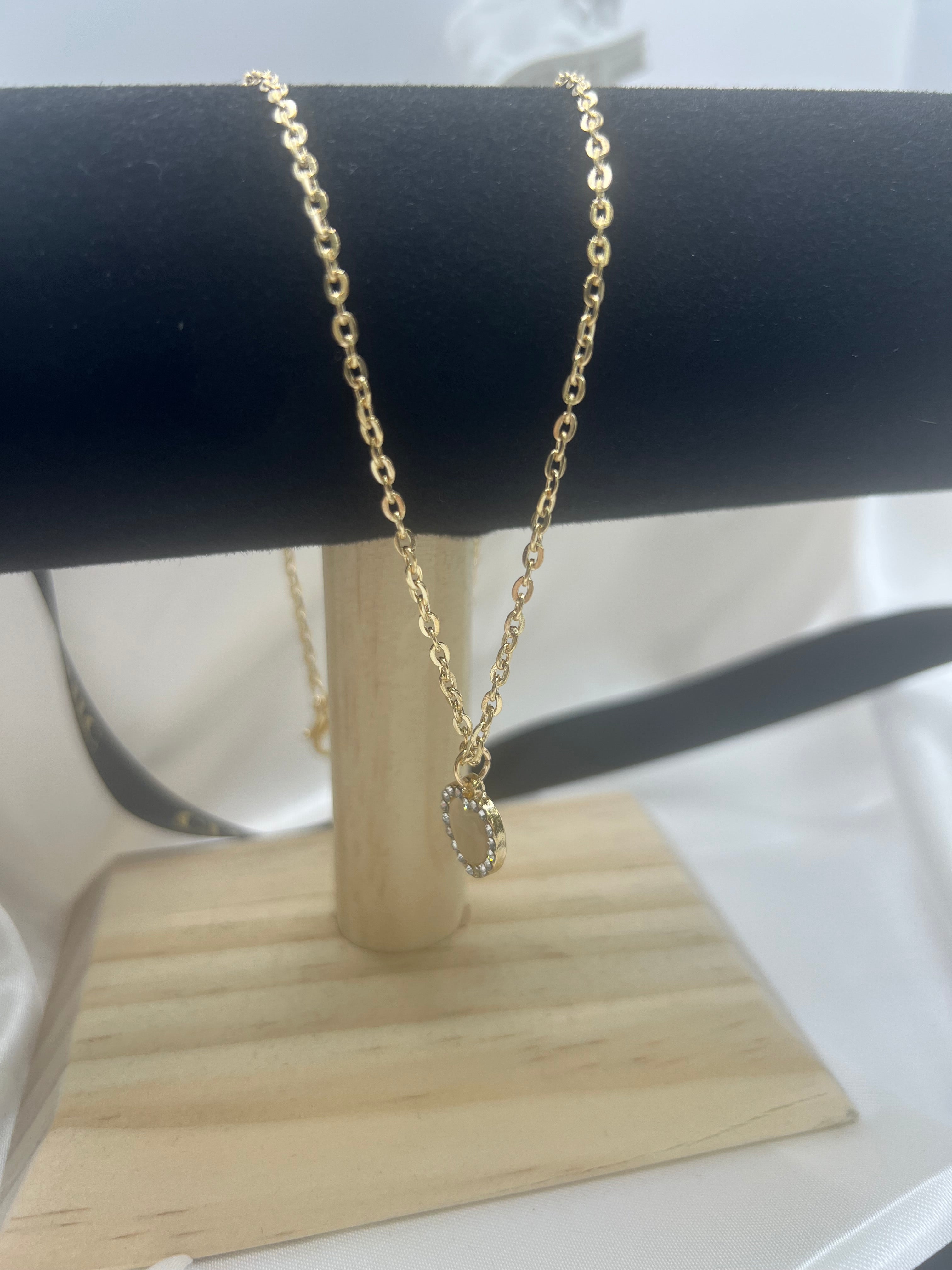 Beige Heart Glitter Necklace