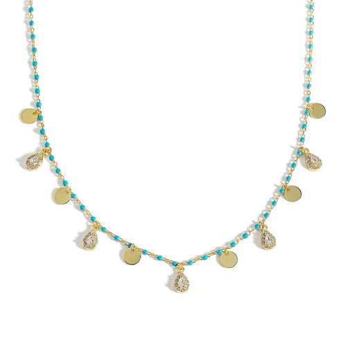 Beautiful Waterdrop Sterling Silver Blue Enamel Necklace