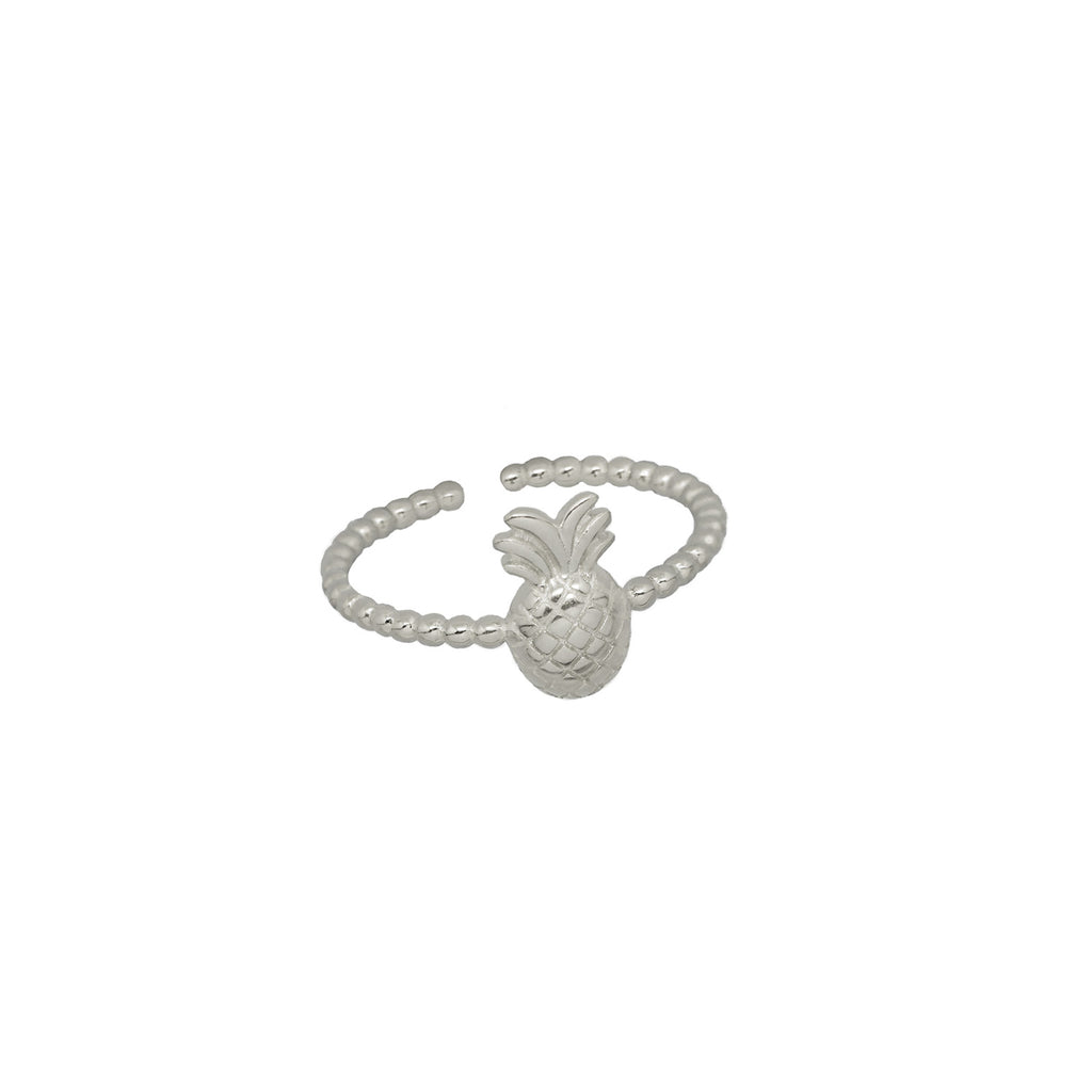 Cute Fruit Pineapple Sterling Silver Adjustable Ring