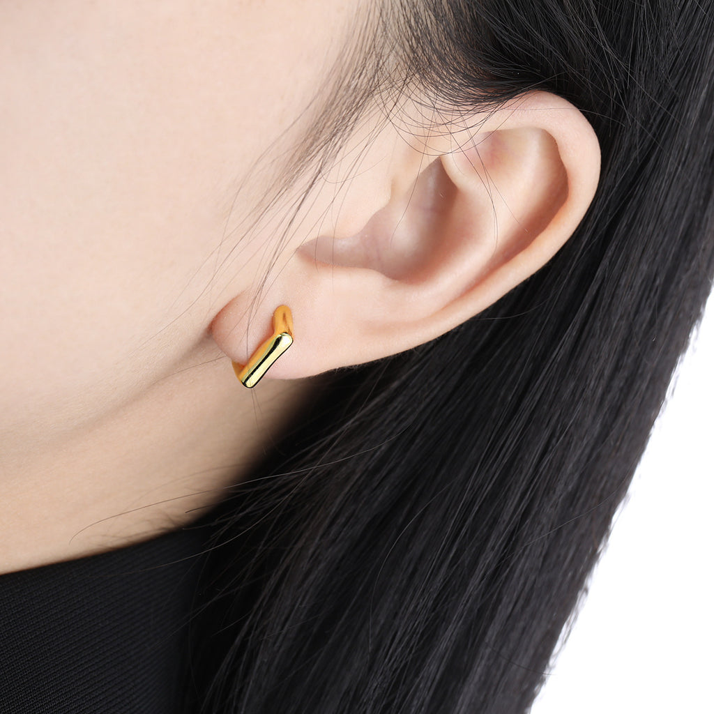 Minimalism Irregular Geometry Square Sterling Silver Hoop Earrings