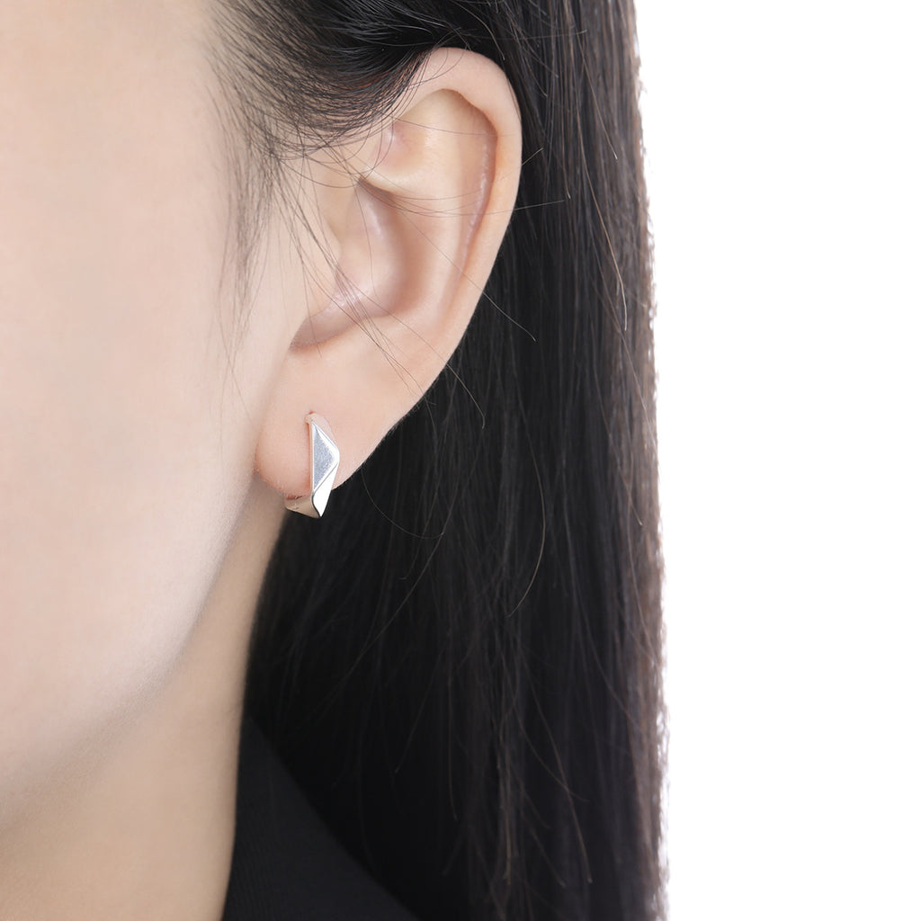Minimalism Irregular Geometry Square Sterling Silver Hoop Earrings