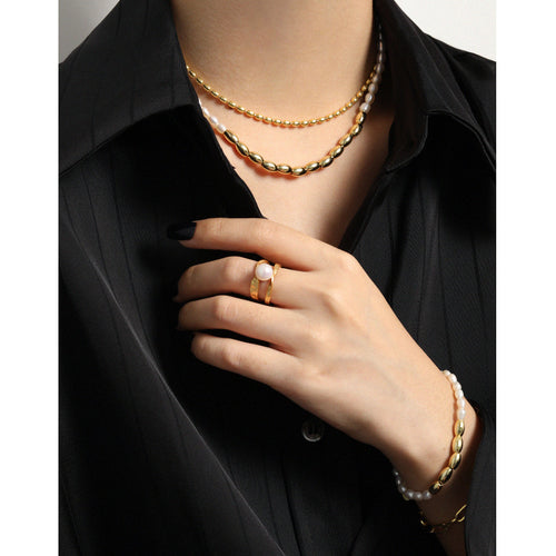 Asymmetry Oval Natural Pearl Waterdrop Sterling Silver Necklace