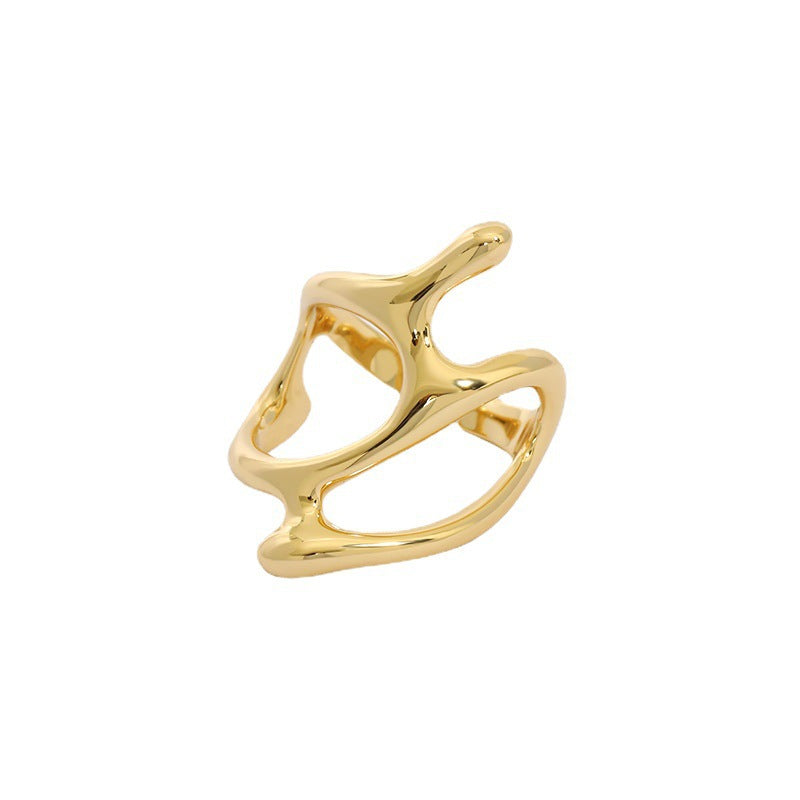 Hollow Irregular Geometry 925 Sterling Silver Adjustable Ring