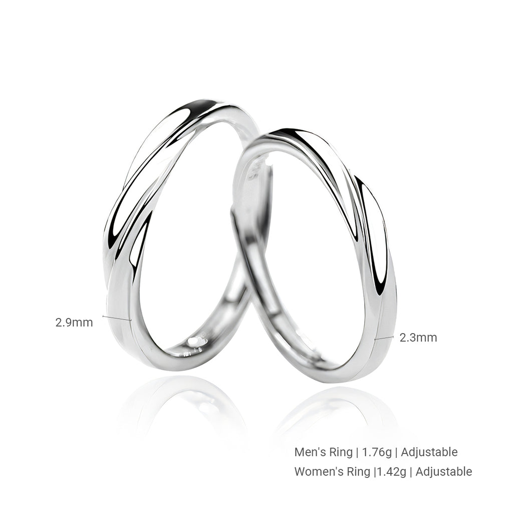 Proposal Wedding Valentine Gift Matching Bands Romantic Mobius Band Silver S925 Sterling Silver Couple Rings