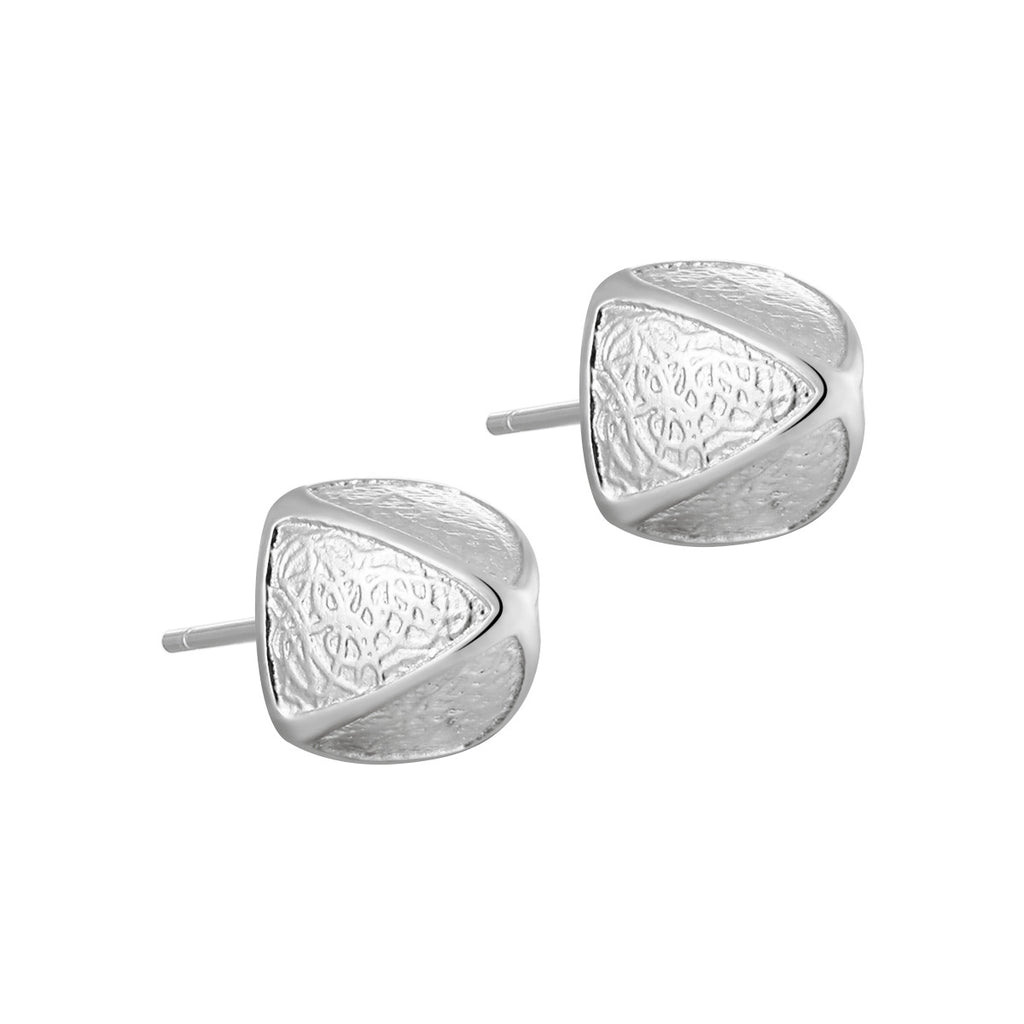 Geometry Irregular Triangular Pyramid Sterling Silver Stud Earrings