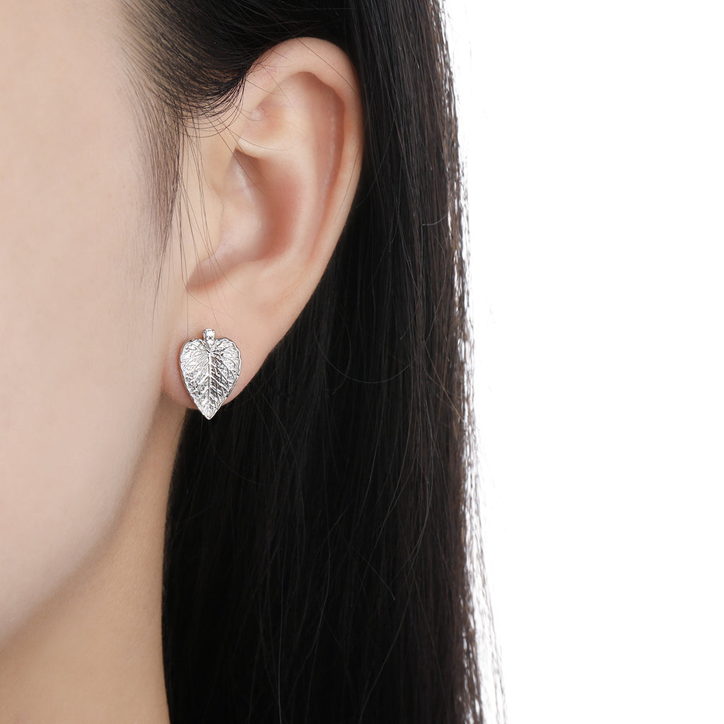 Party Irregular Leaves Sterling Silver Stud Earrings