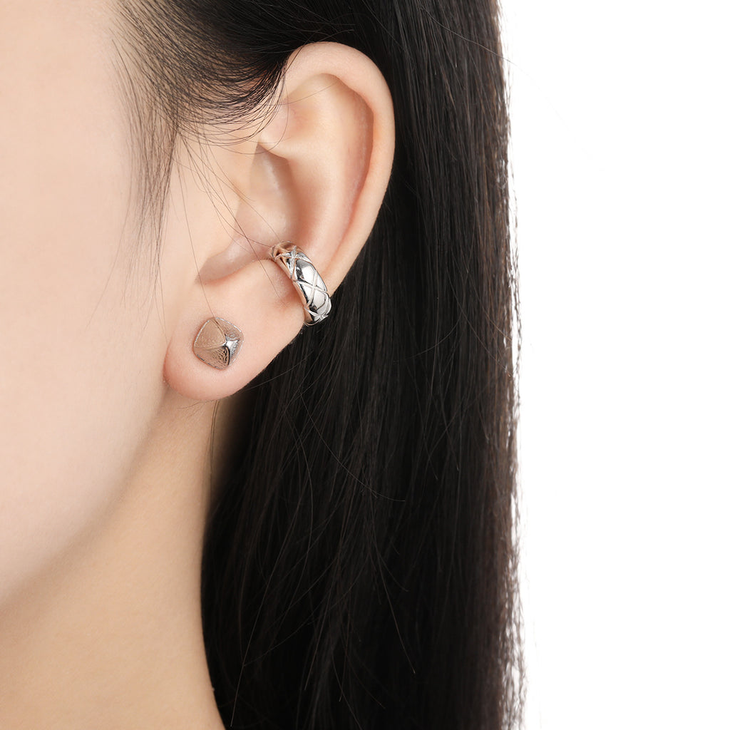 Geometry Irregular Triangular Pyramid Sterling Silver Stud Earrings