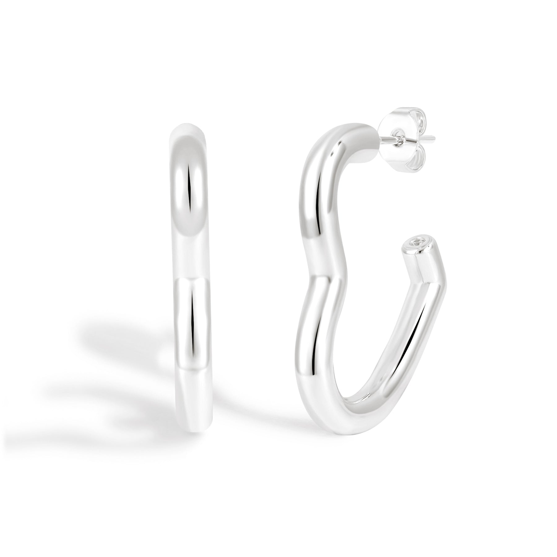 Women Fashion Red CZ Heart 999 Sterling Silver Hoop Earrings Electroforming