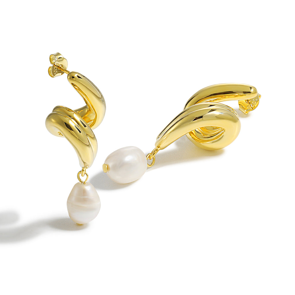 Large Irregular Natural Pearl Knot Lightweight 999 Sterling Silver Stud Fine Jewelry Earrings for Women(Pre-Sale) Electroforming