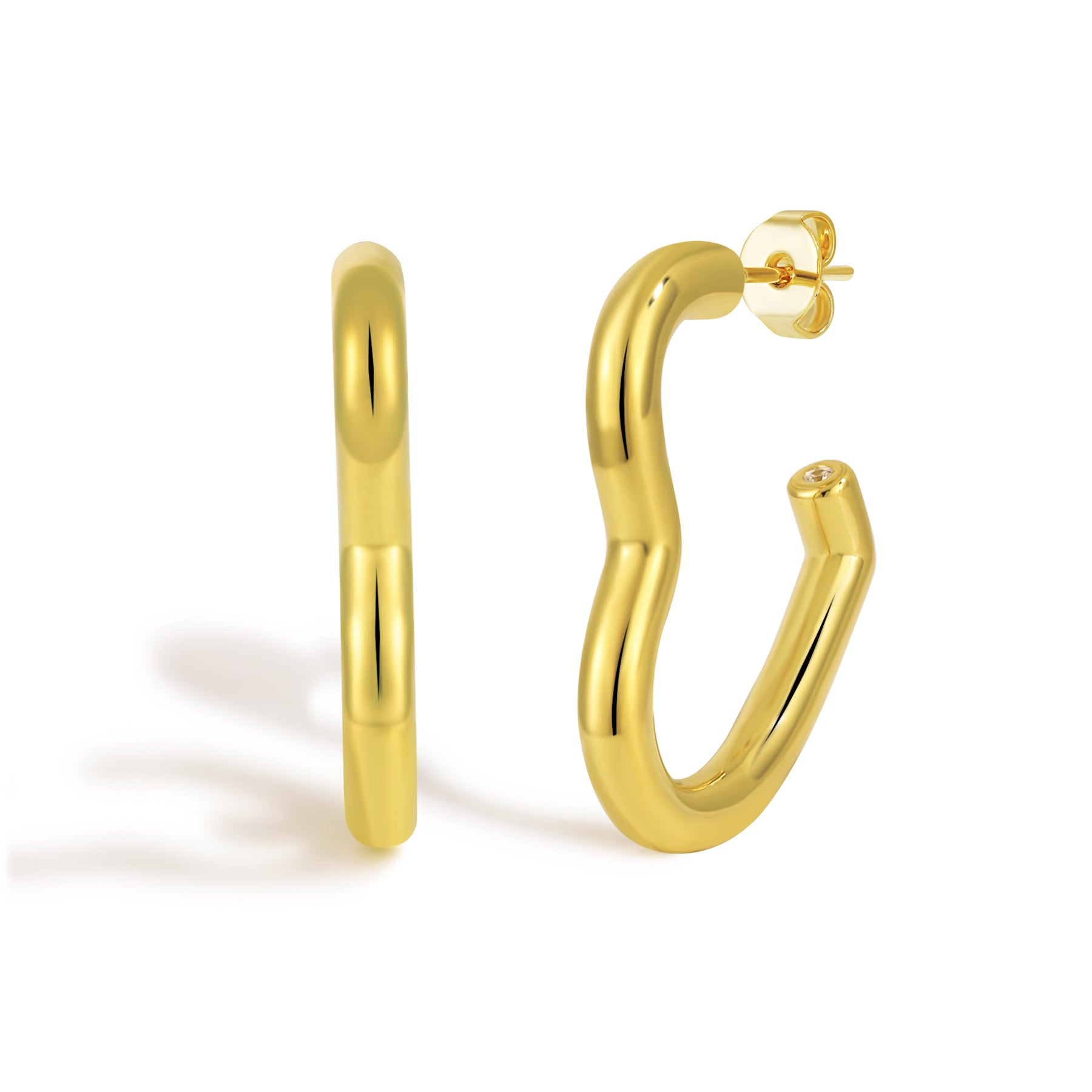 Women Fashion Red CZ Heart 999 Sterling Silver Hoop Earrings Electroforming