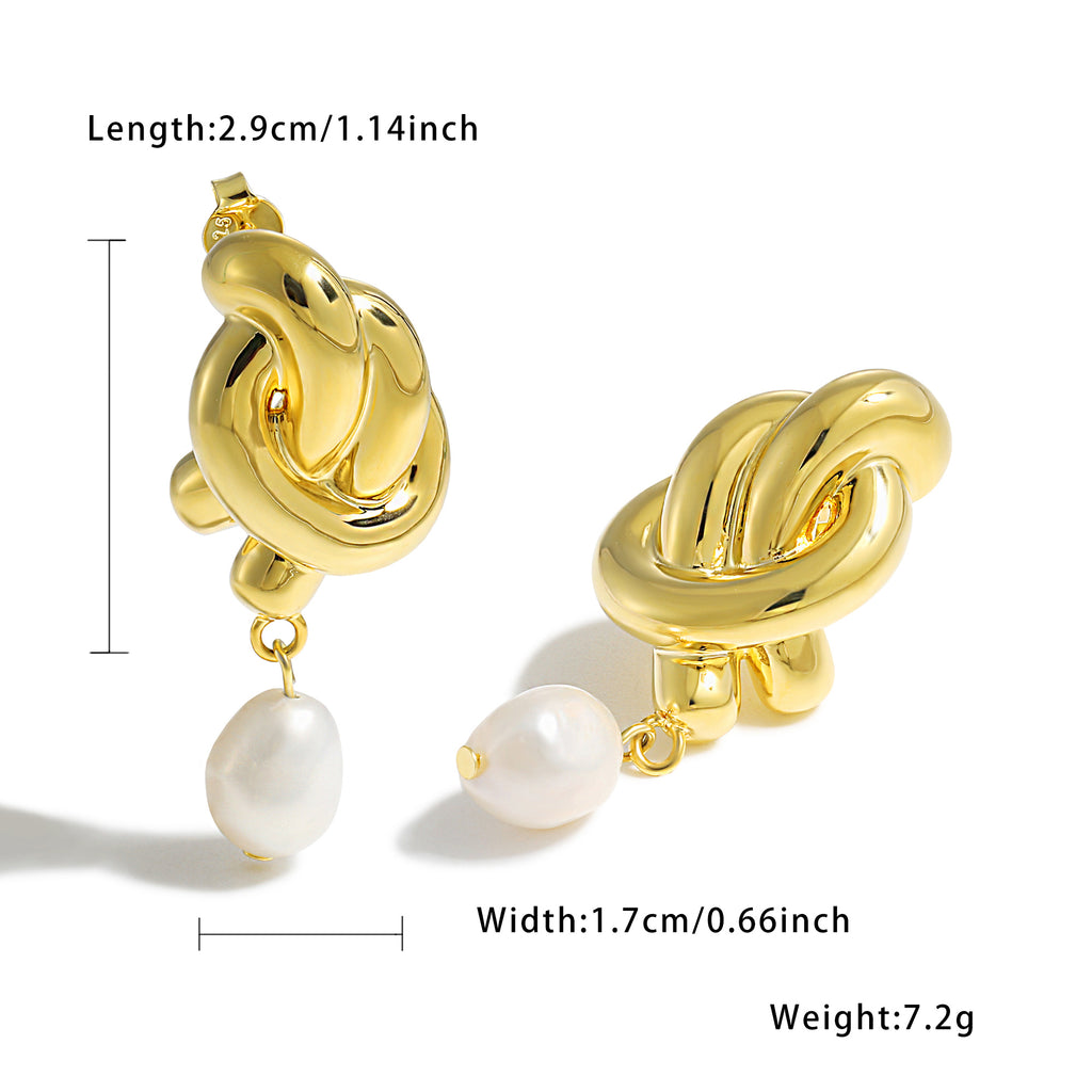 Women Daily Fashion Jewelry Trendy 999 Pure Silver Irregular Hollow Knots Lightweight Electroforming Chunky Huge Statement Earrings