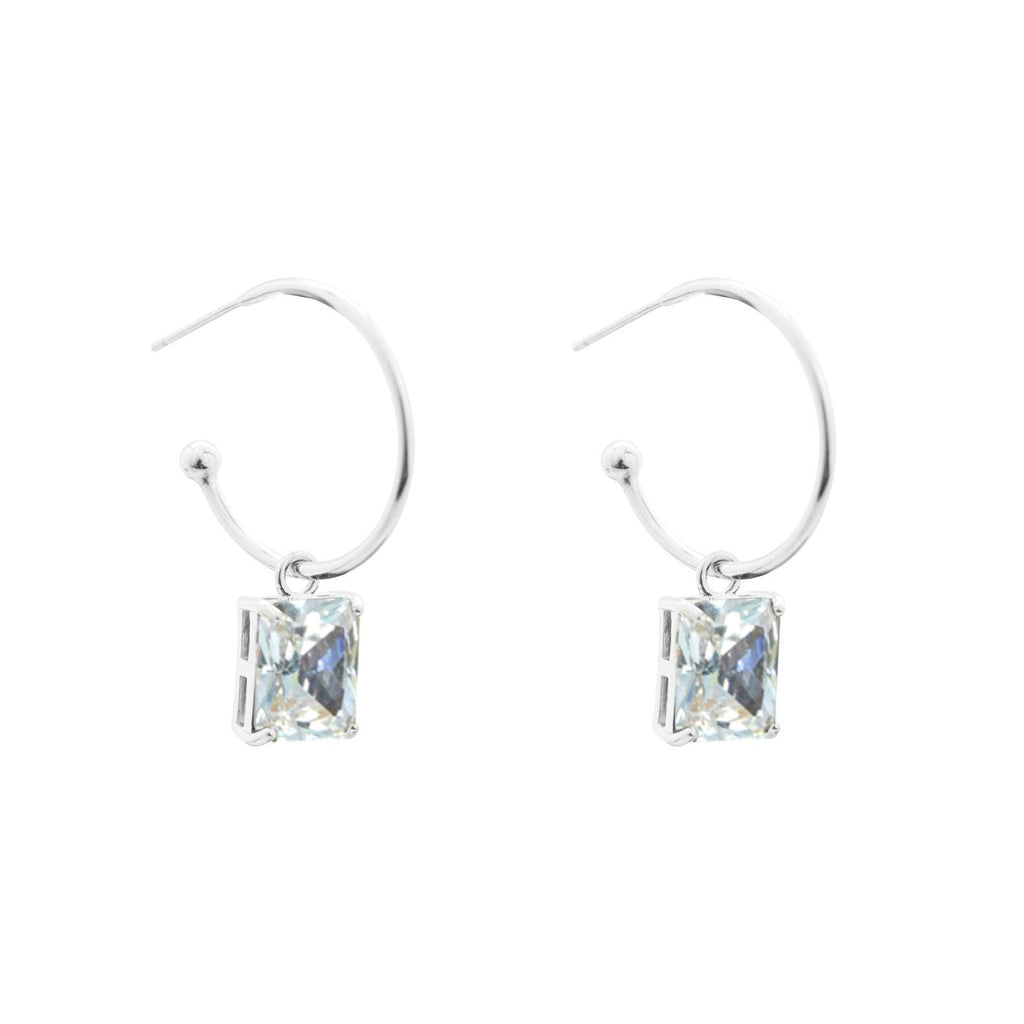Simple Geometry Rectangle Sterling Silver Hoop Earrings