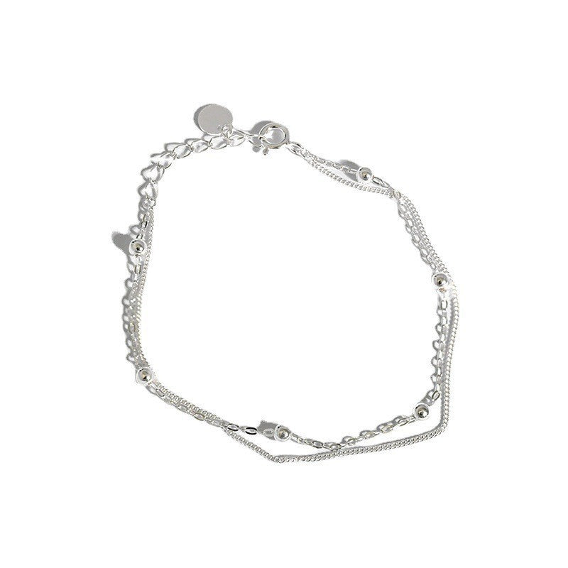 Pure silver bead chain double-layer bracelet student women's bracelet chain decoration
