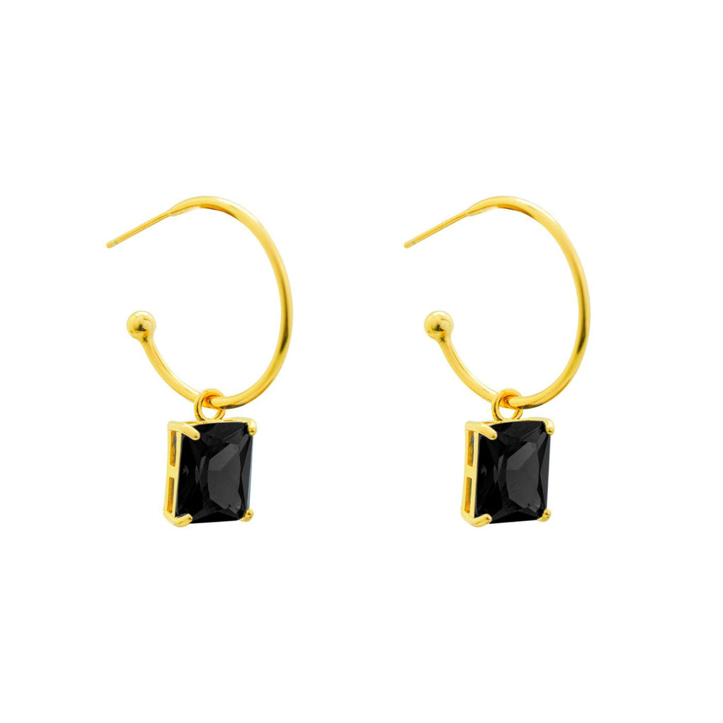 Simple Geometry Rectangle Sterling Silver Hoop Earrings
