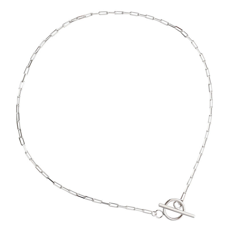 S925 pure silver necklace ins niche design personality OT buckle chain necklace women's collarbone necklace
