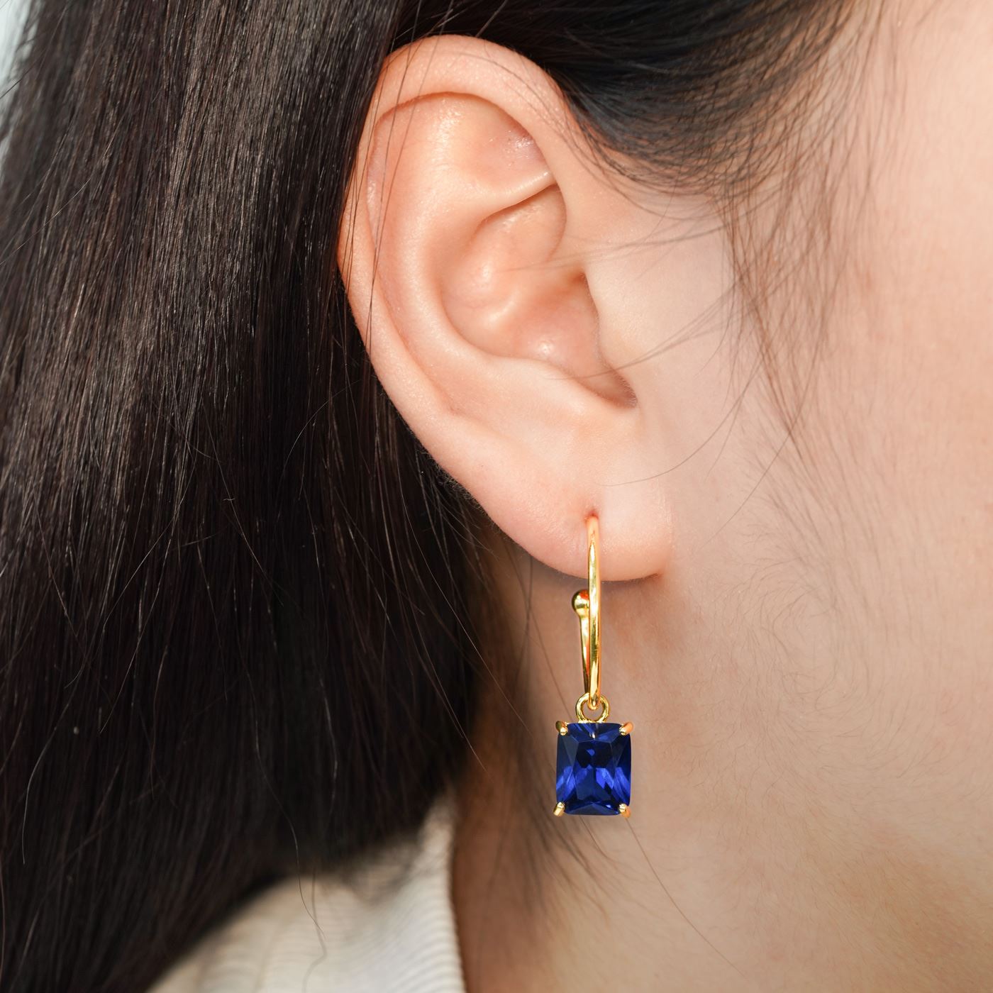 Simple Geometry Rectangle Sterling Silver Hoop Earrings