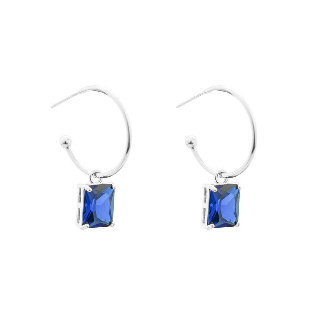 Simple Geometry Rectangle Sterling Silver Hoop Earrings