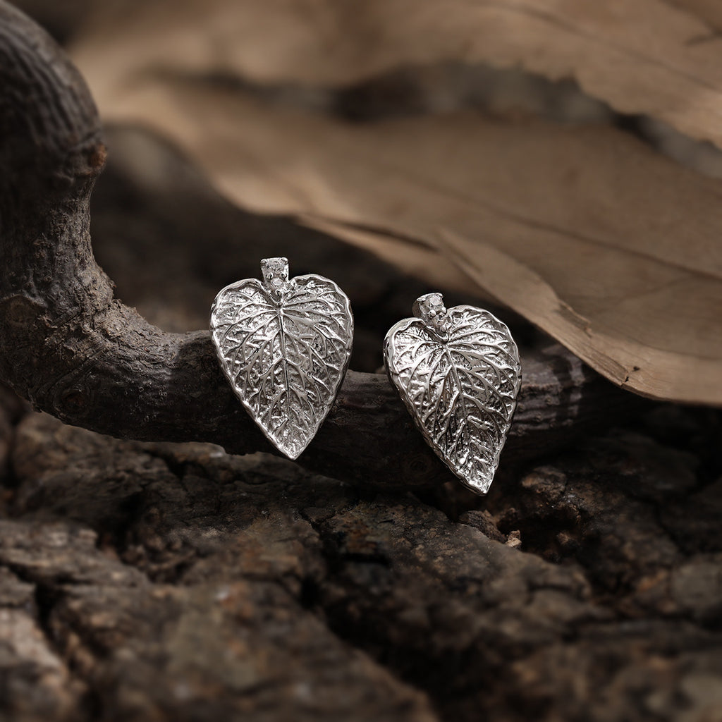 Party Irregular Leaves Sterling Silver Stud Earrings