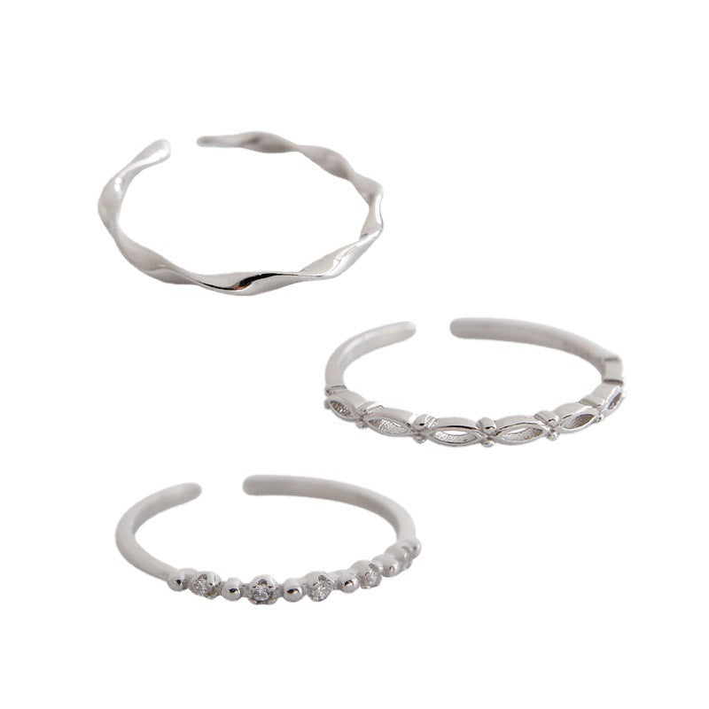 Fashion Yellow Stackable Chick 925 Sterling Silver Adjustable Ring Set