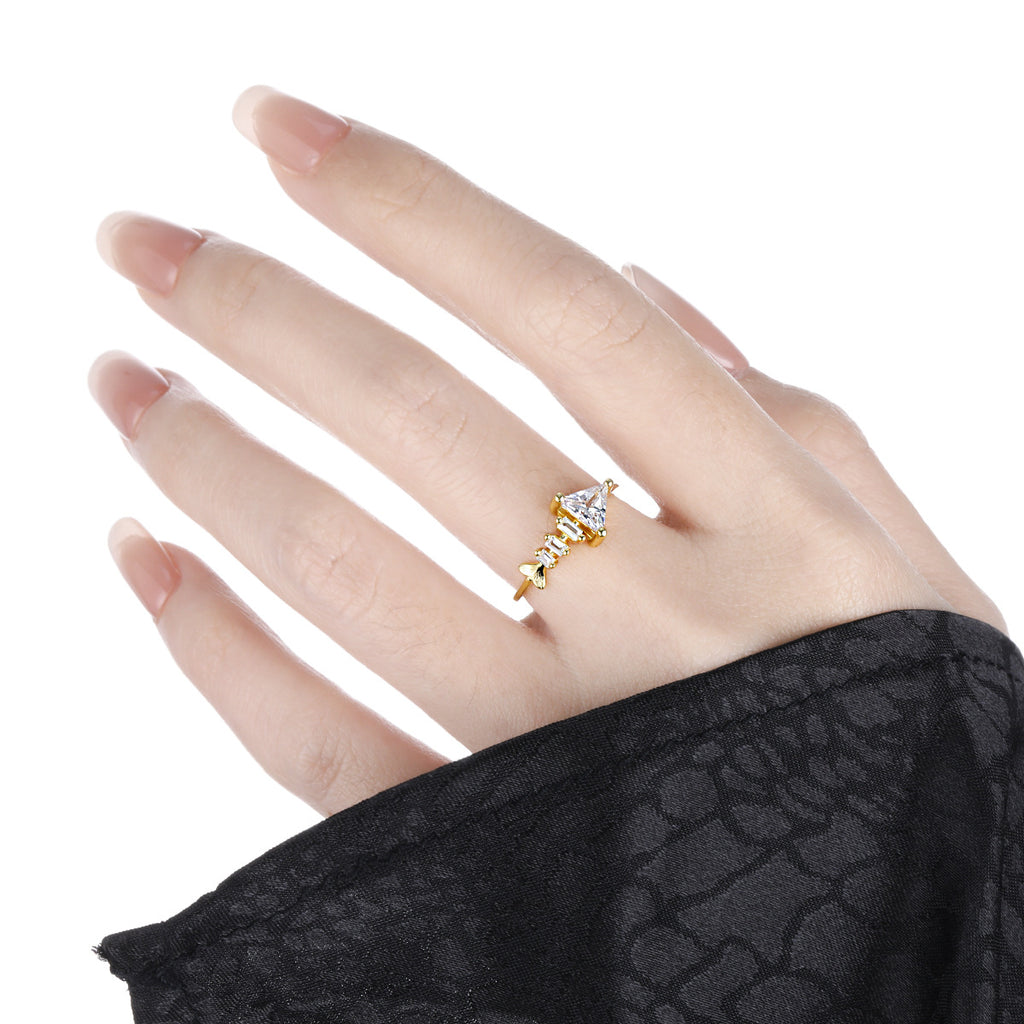 Fashion Irregular CZ Fishbone 925 Sterling Silver Adjustable Ring Stud Earrings