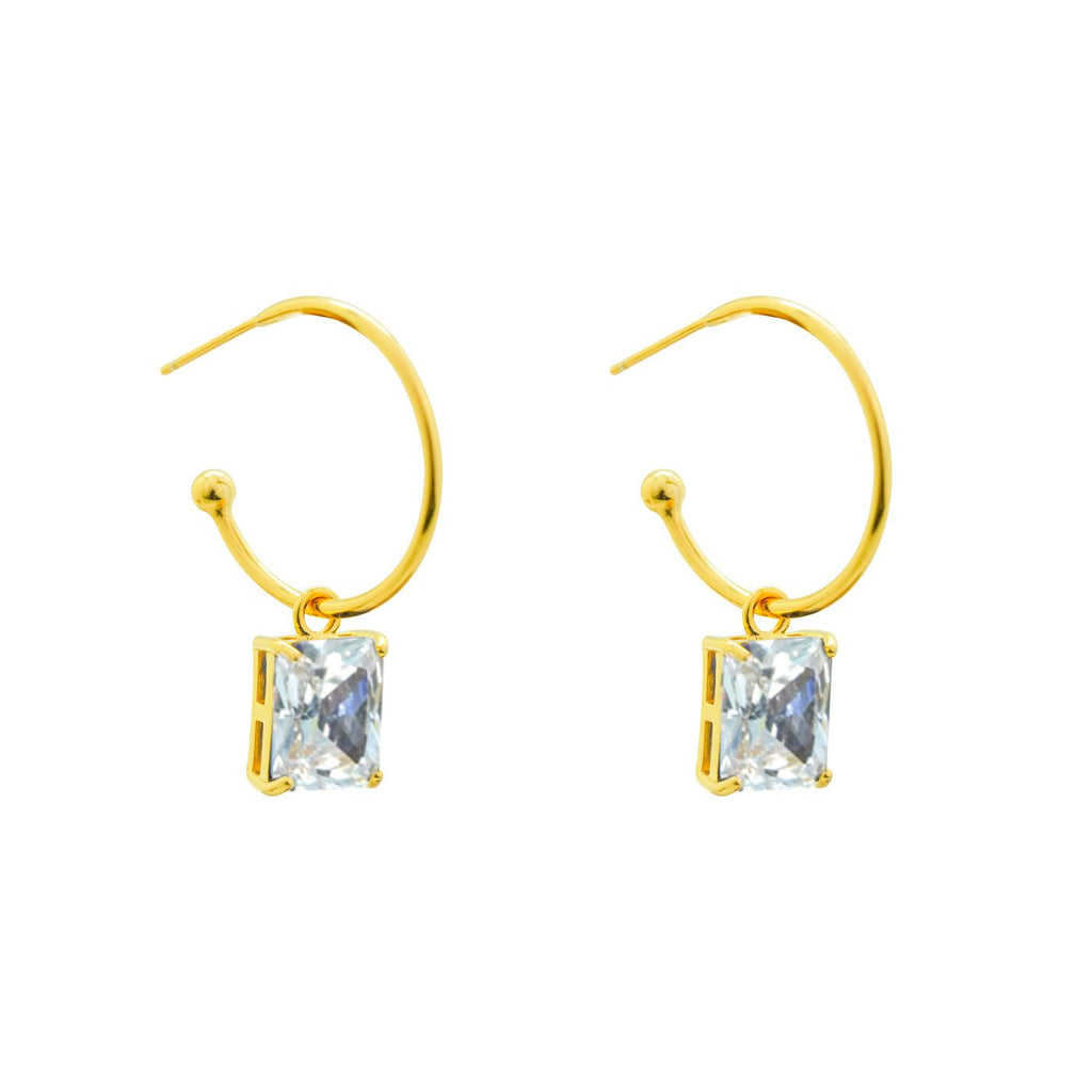 Simple Geometry Rectangle Sterling Silver Hoop Earrings