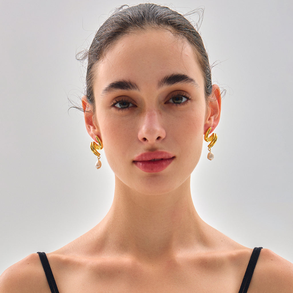 Large Irregular Natural Pearl Knot Lightweight 999 Sterling Silver Stud Fine Jewelry Earrings for Women(Pre-Sale) Electroforming
