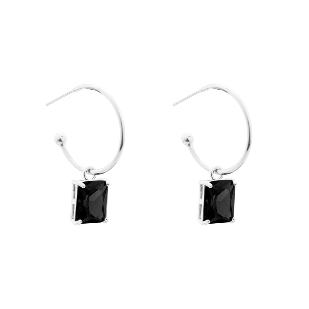 Simple Geometry Rectangle Sterling Silver Hoop Earrings