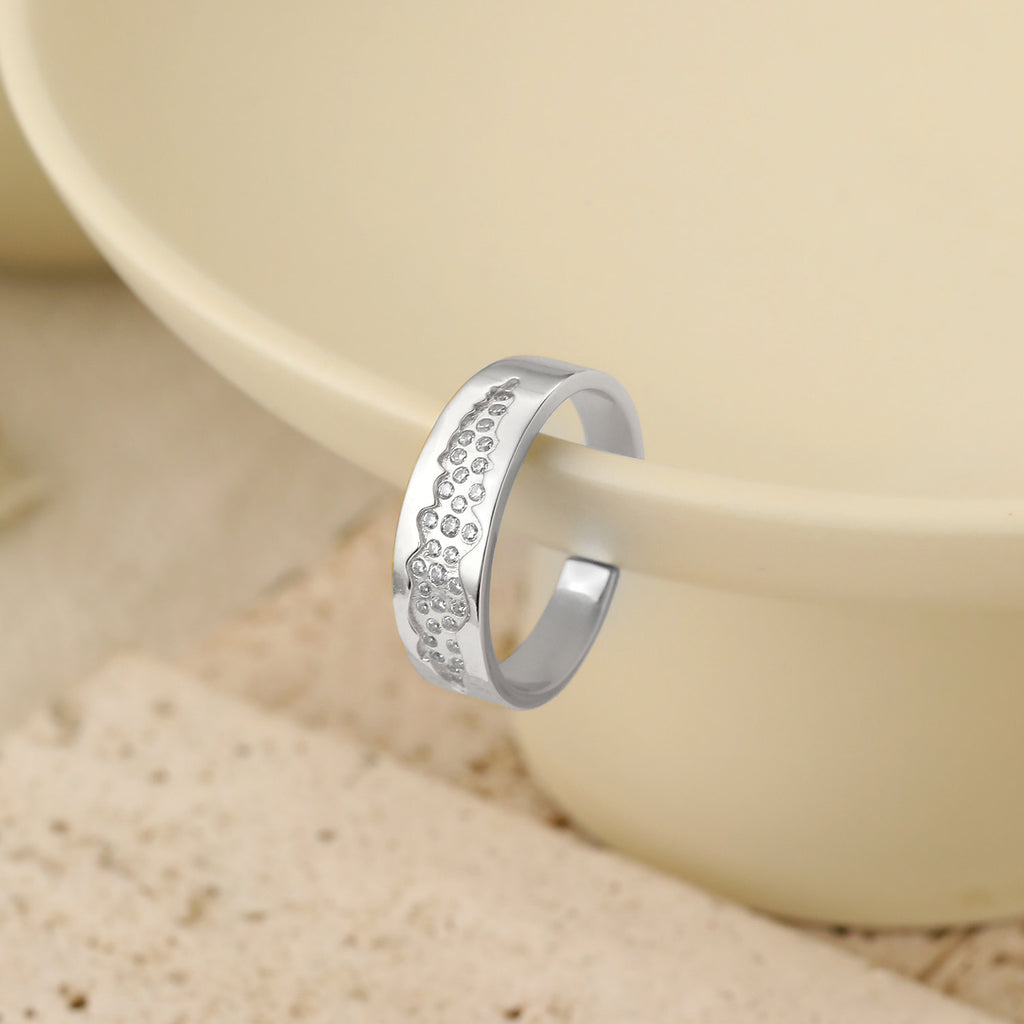 Beautiful Blue CZ Star River Sterling Silver Adjustable Ring