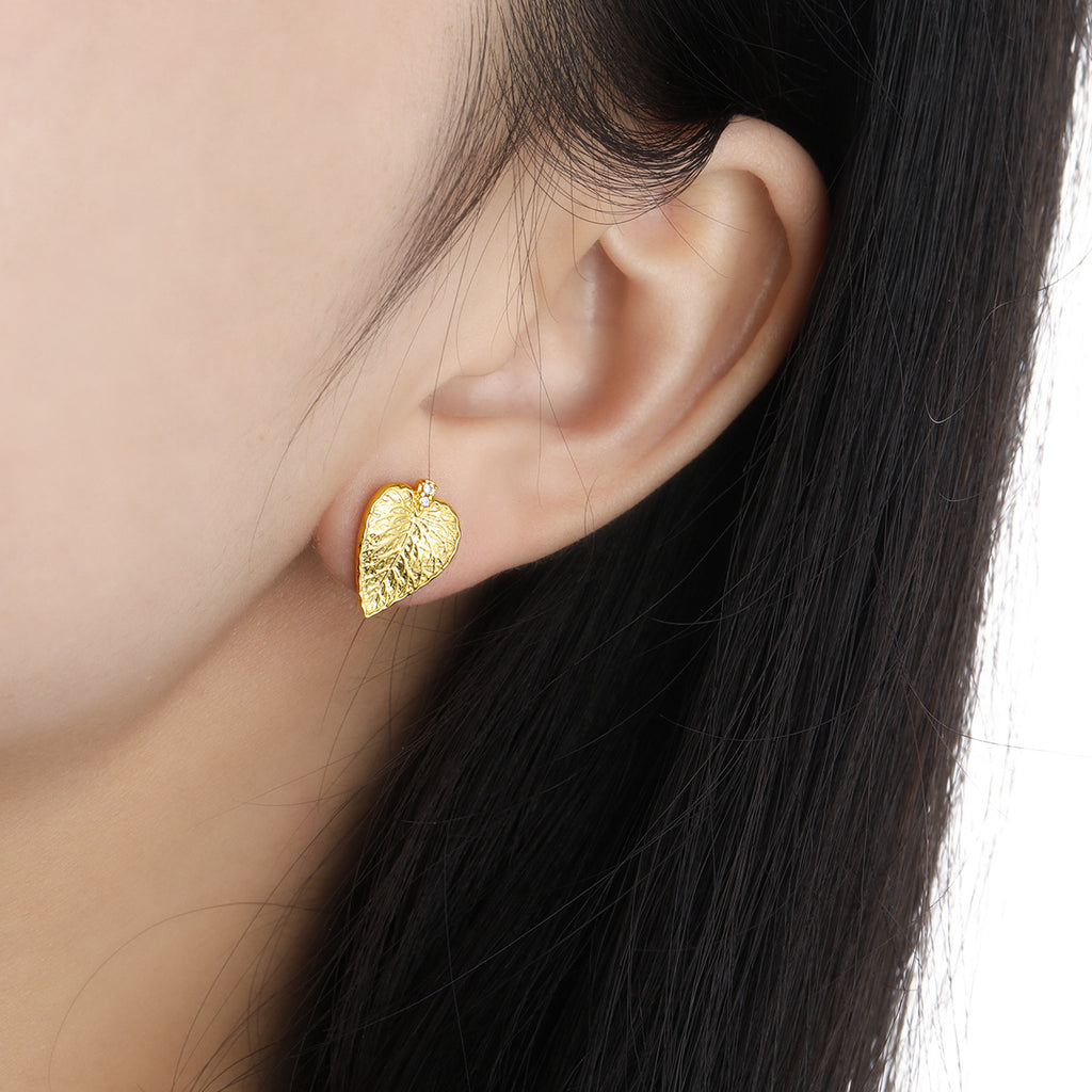 Party Irregular Leaves Sterling Silver Stud Earrings