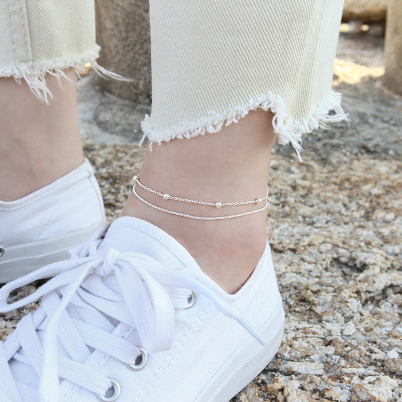 Pure silver ankle chain decoration