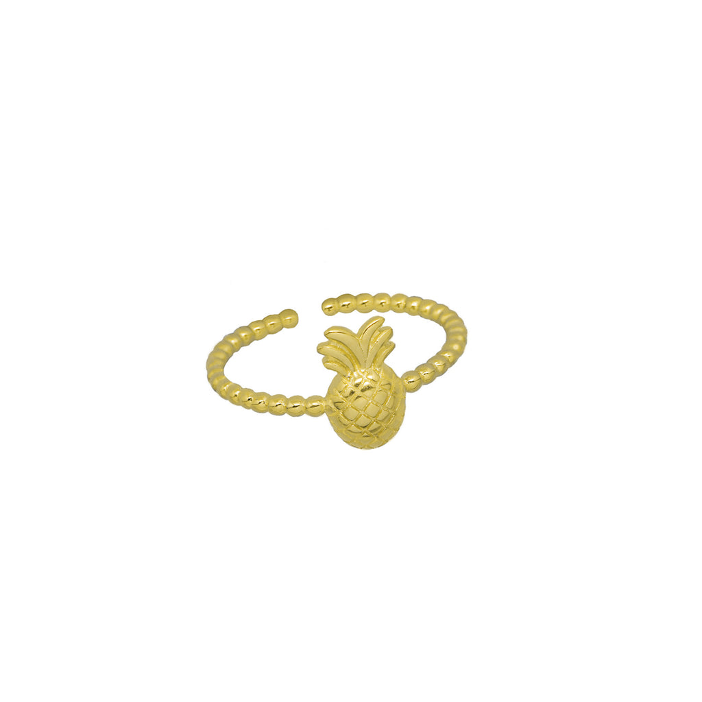 Cute Fruit Pineapple Sterling Silver Adjustable Ring