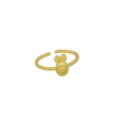 Cute Fruit Pineapple Sterling Silver Adjustable Ring