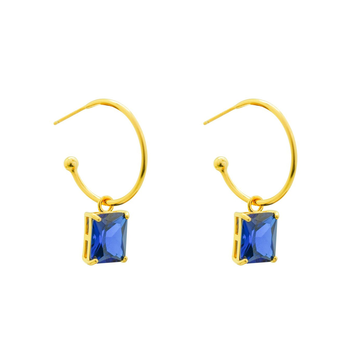 Simple Geometry Rectangle Sterling Silver Hoop Earrings